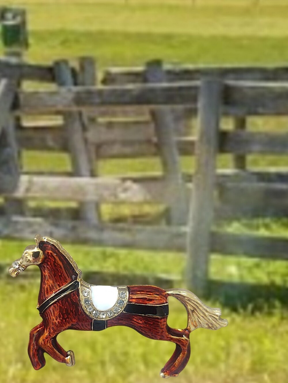 Enamel Horse Brooch
